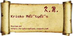Krisko Mátyás névjegykártya